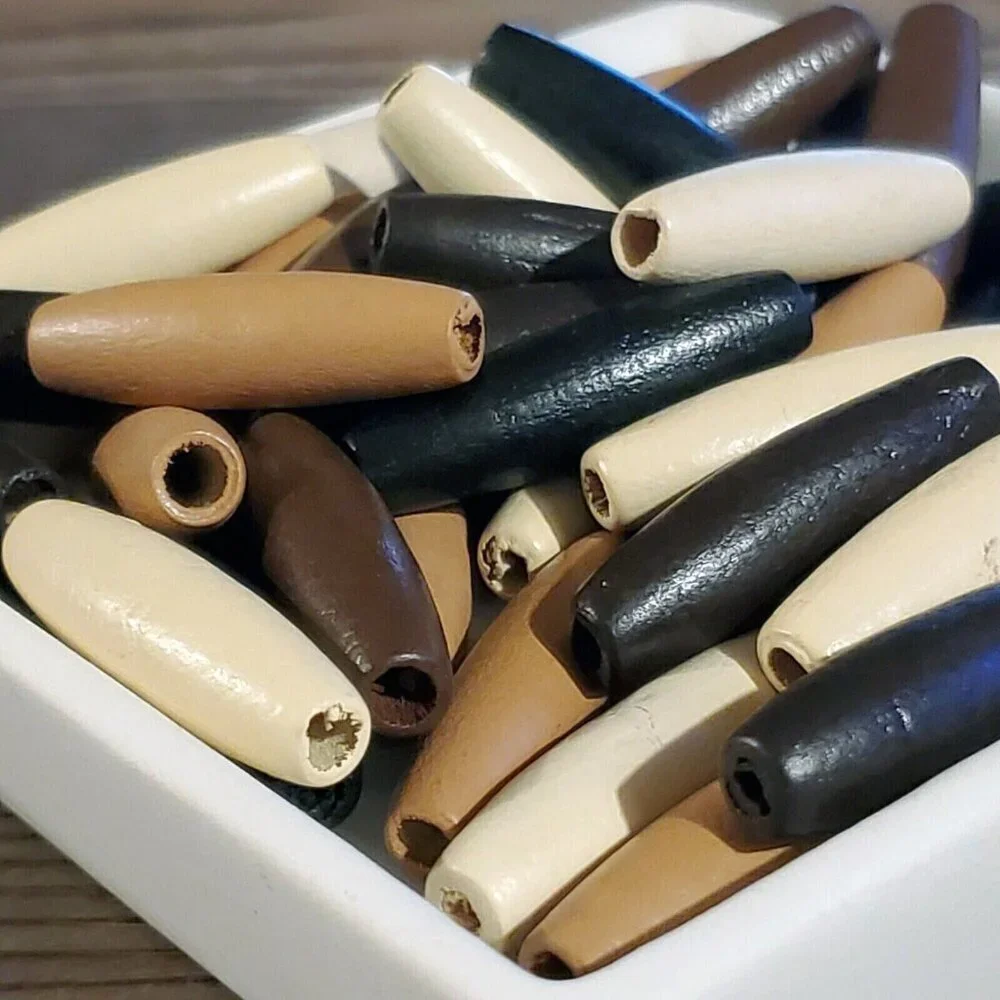 Bulk Lot Earth Tone Brown Black Tan 30mm Oval Wood Focal Beads 100pcs